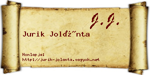 Jurik Jolánta névjegykártya